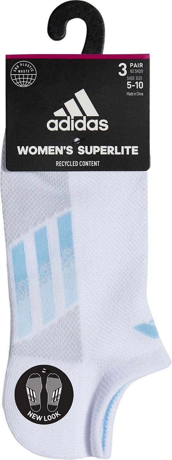 adidas Women's Superlite Stripe III NoShow Socks 3Pack Academy