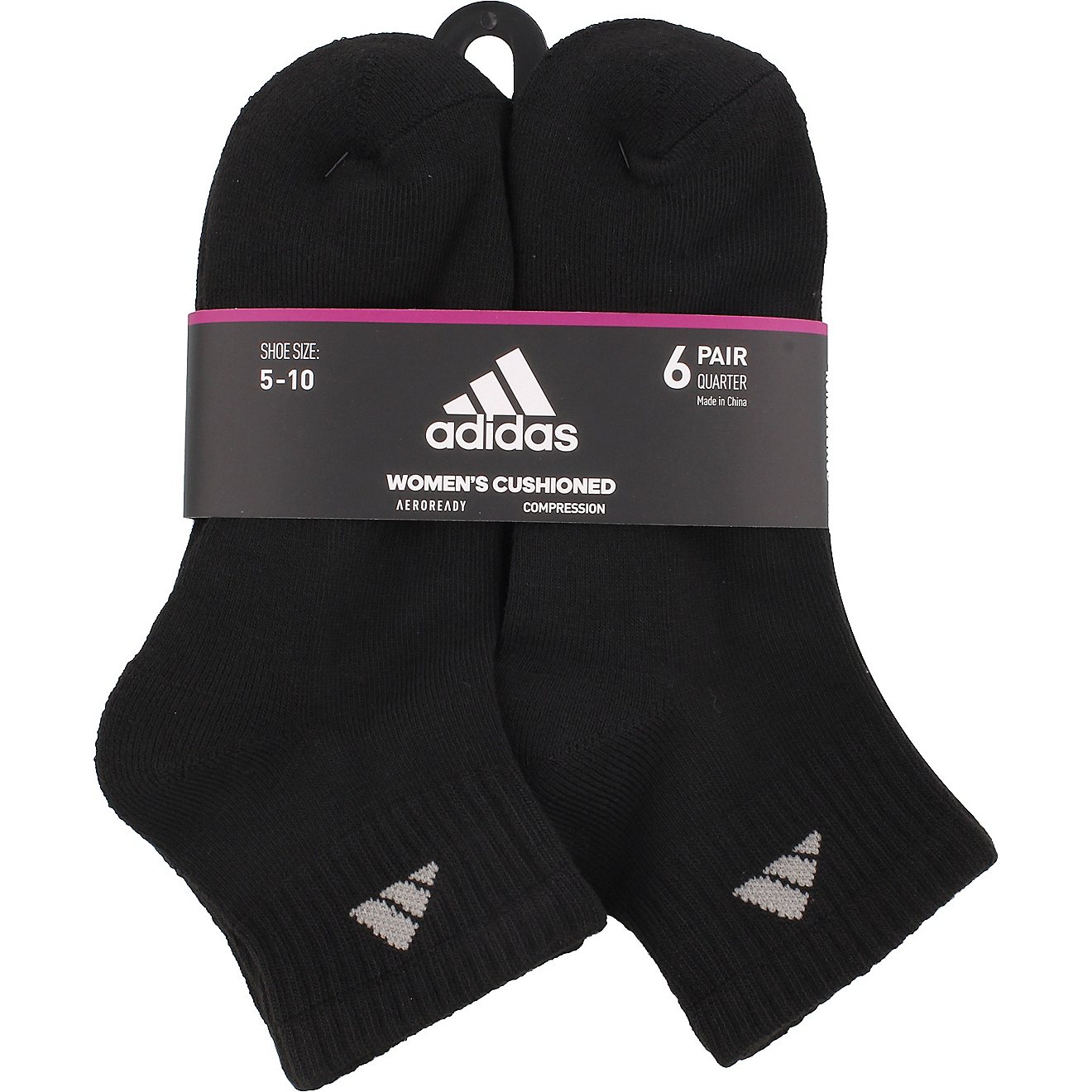 adidas Women's Athletic Cushioned Quarter-Length Socks 6-Pack | Academy