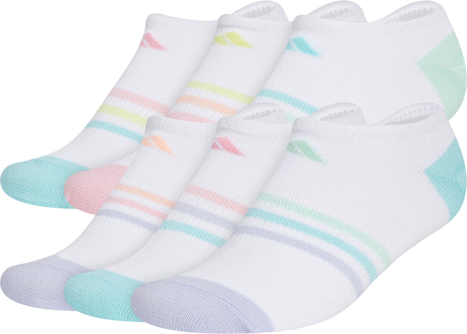 adidas Girls' Superlite NoShow Socks 6Pack Academy