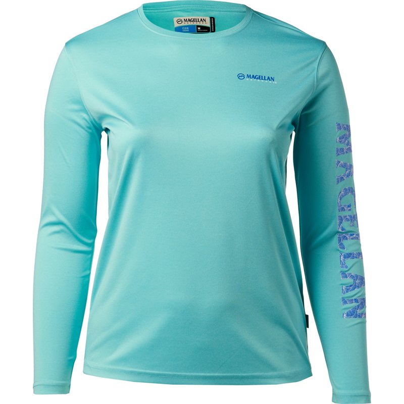 Magellan Outdoors Women's Caddo Lake Logo Crew Long Sleeve T-Shirt Bright Blue, 2X-Large - Women's Fishing Tops at Academy Sports