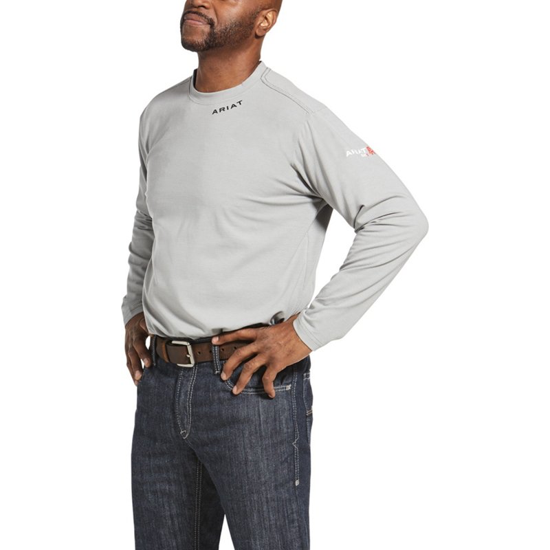 Ariat FR Base-Layer Long-Sleeve T-Shirt for Men - Silver Fox - M