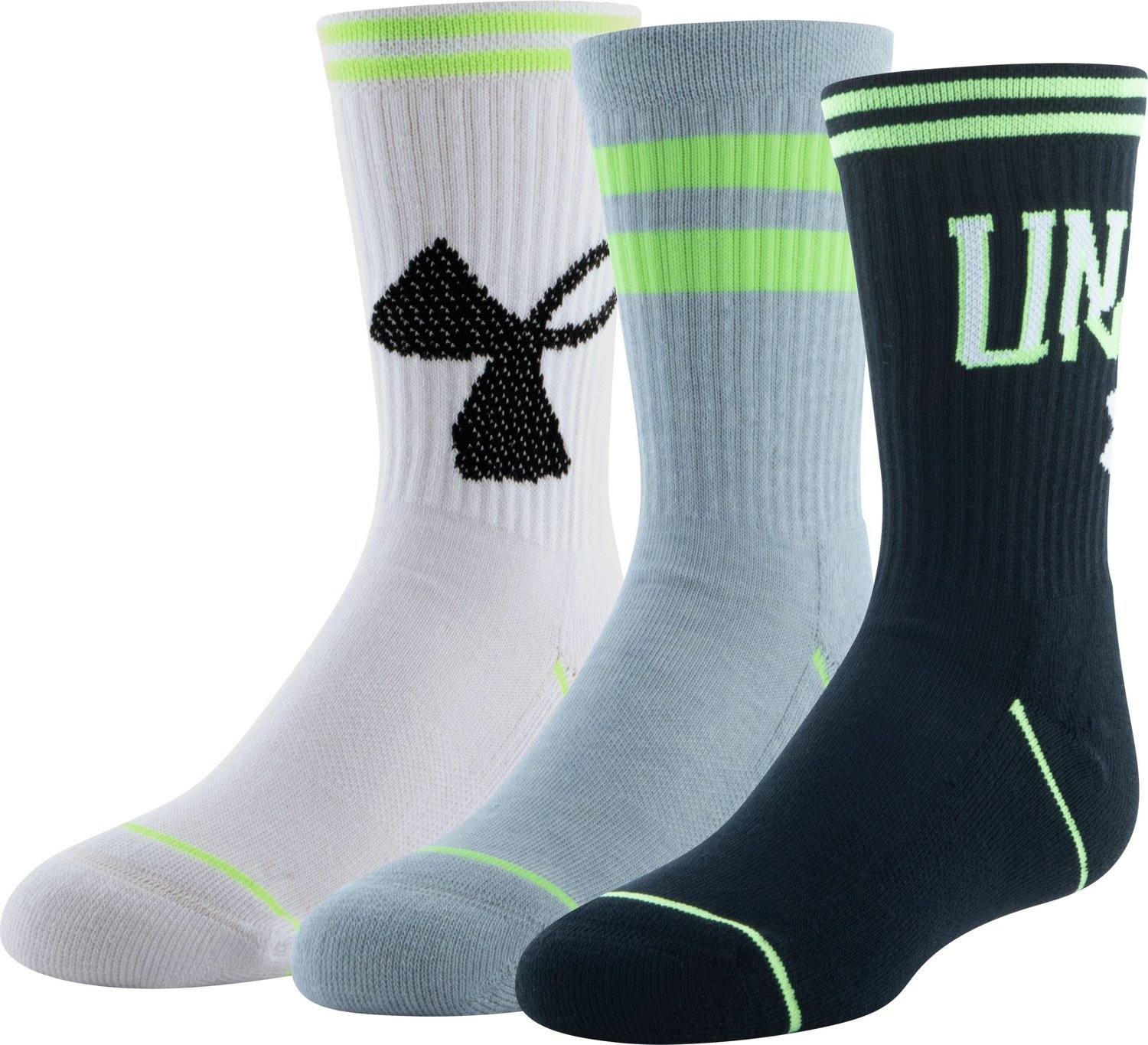 Under Armour Phenom Crew Socks 3 Pack Academy