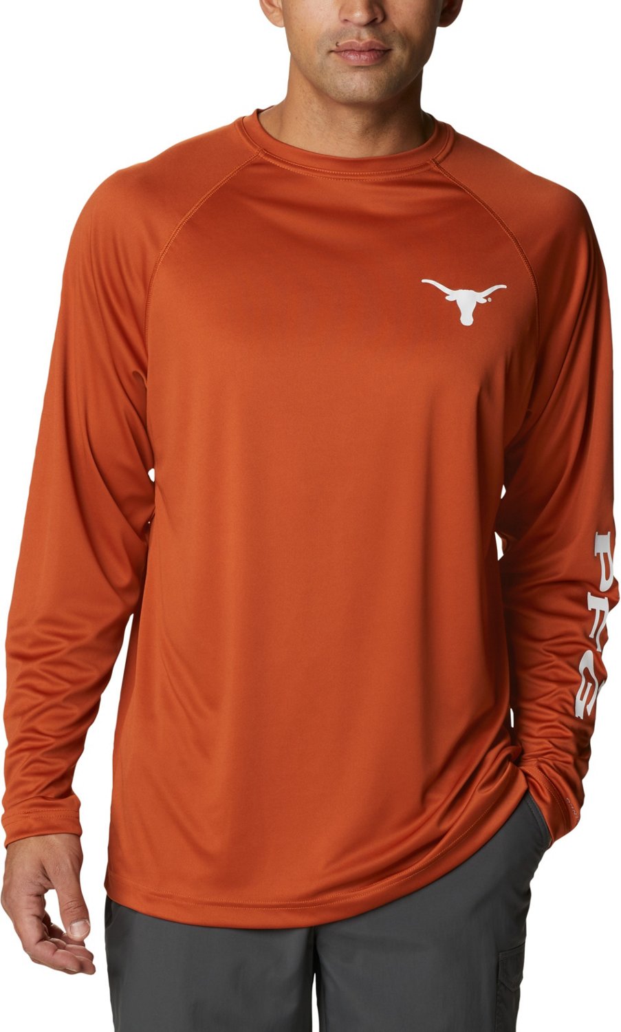 Columbia Sportswear Men's University of Texas PFG Terminal Tackle Big Long Sleeve T-shirt                                        - view number 1