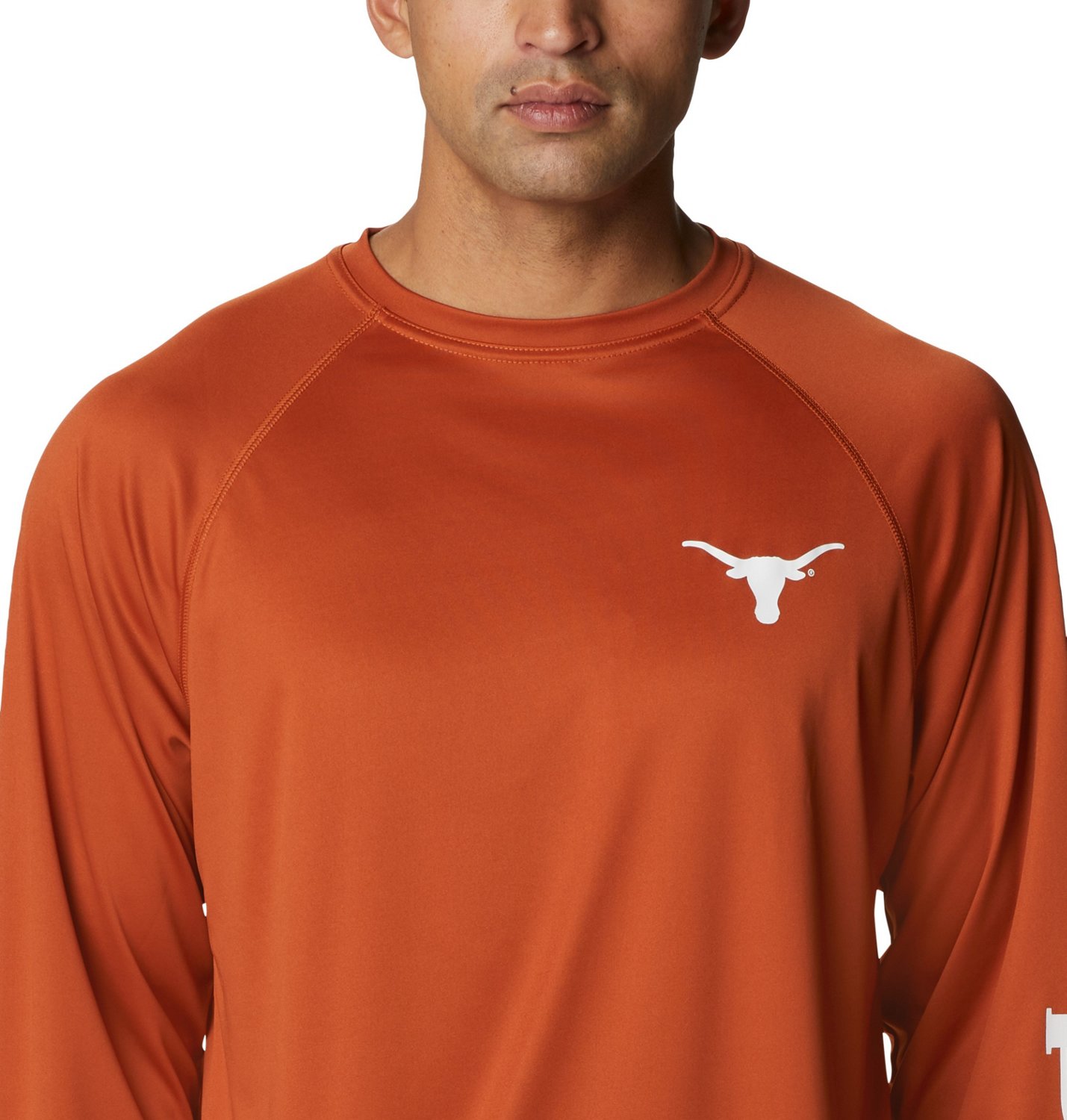 Columbia Sportswear Men's University of Texas PFG Terminal Tackle Big Long Sleeve T-shirt                                        - view number 3