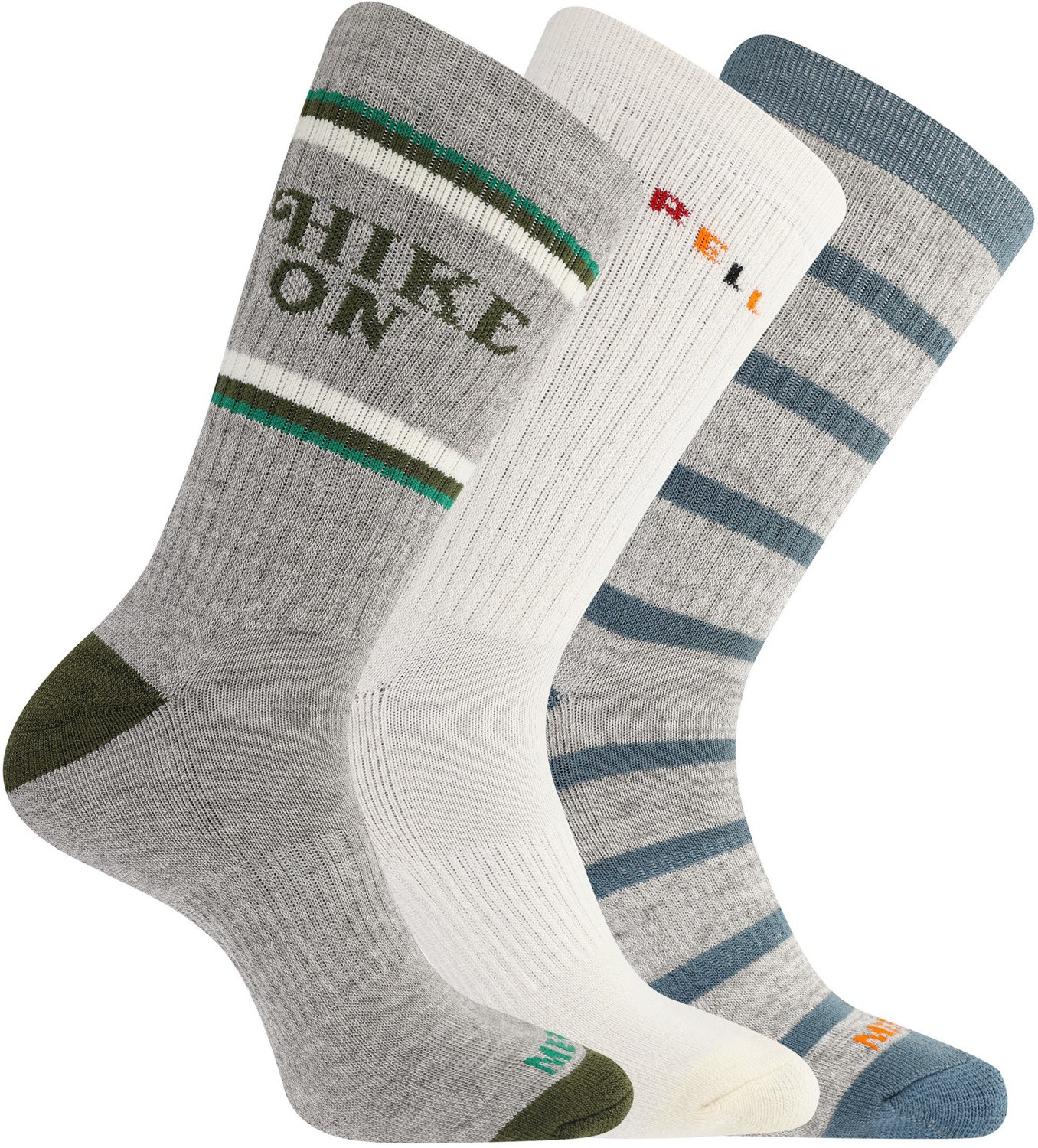 Merrell Adults' Day Hiker Wool Cushioned Crew Socks 3Pack Academy