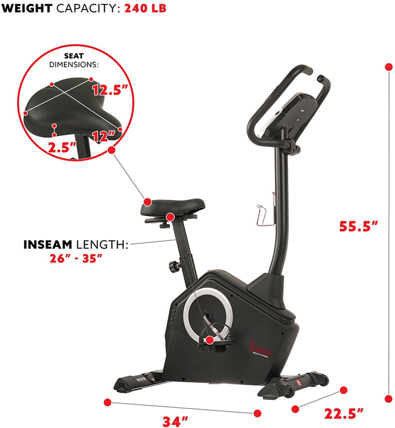 Sunny Health & Fitness Upright Bike - view number 6