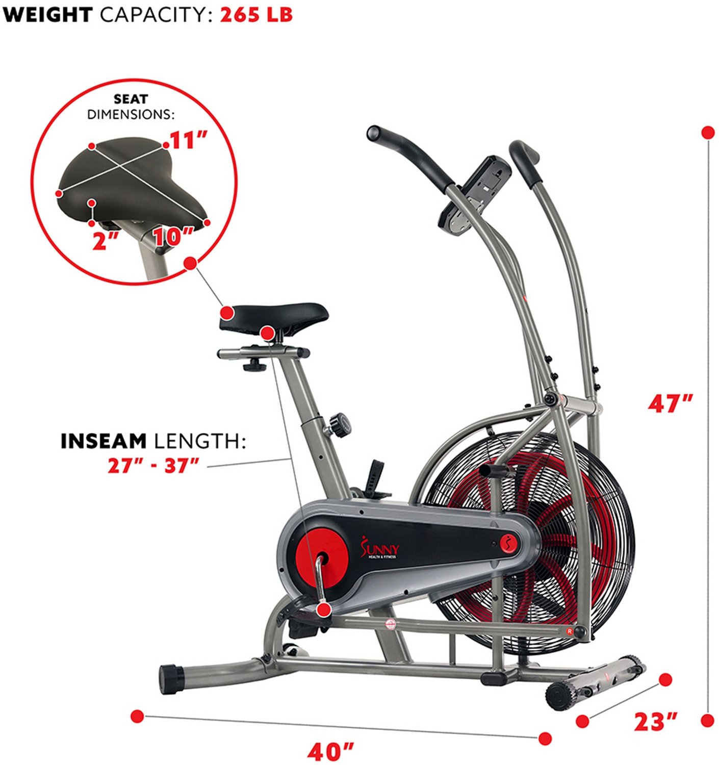 sunny health and fitness air bike