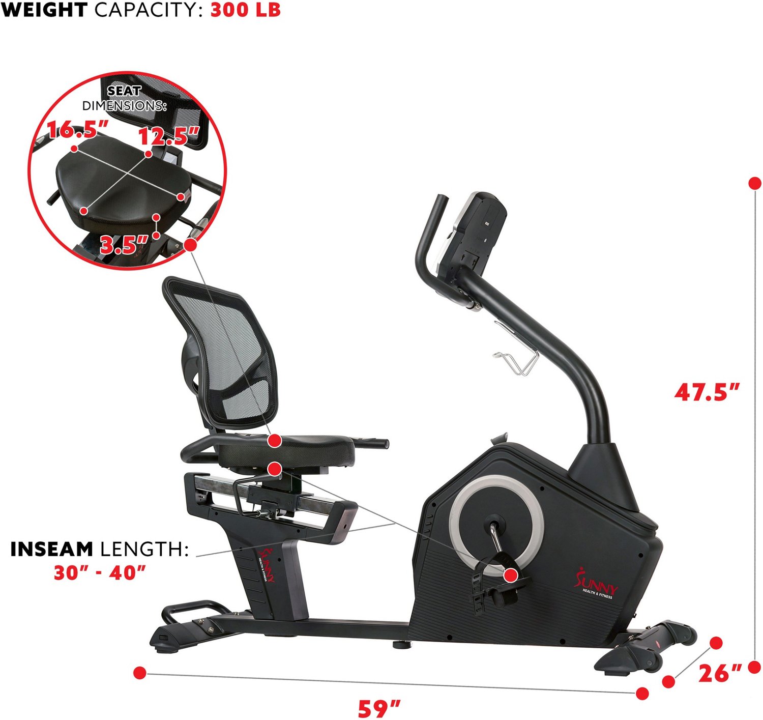 Sunny Health & Fitness Programmable Recumbent Bike Academy