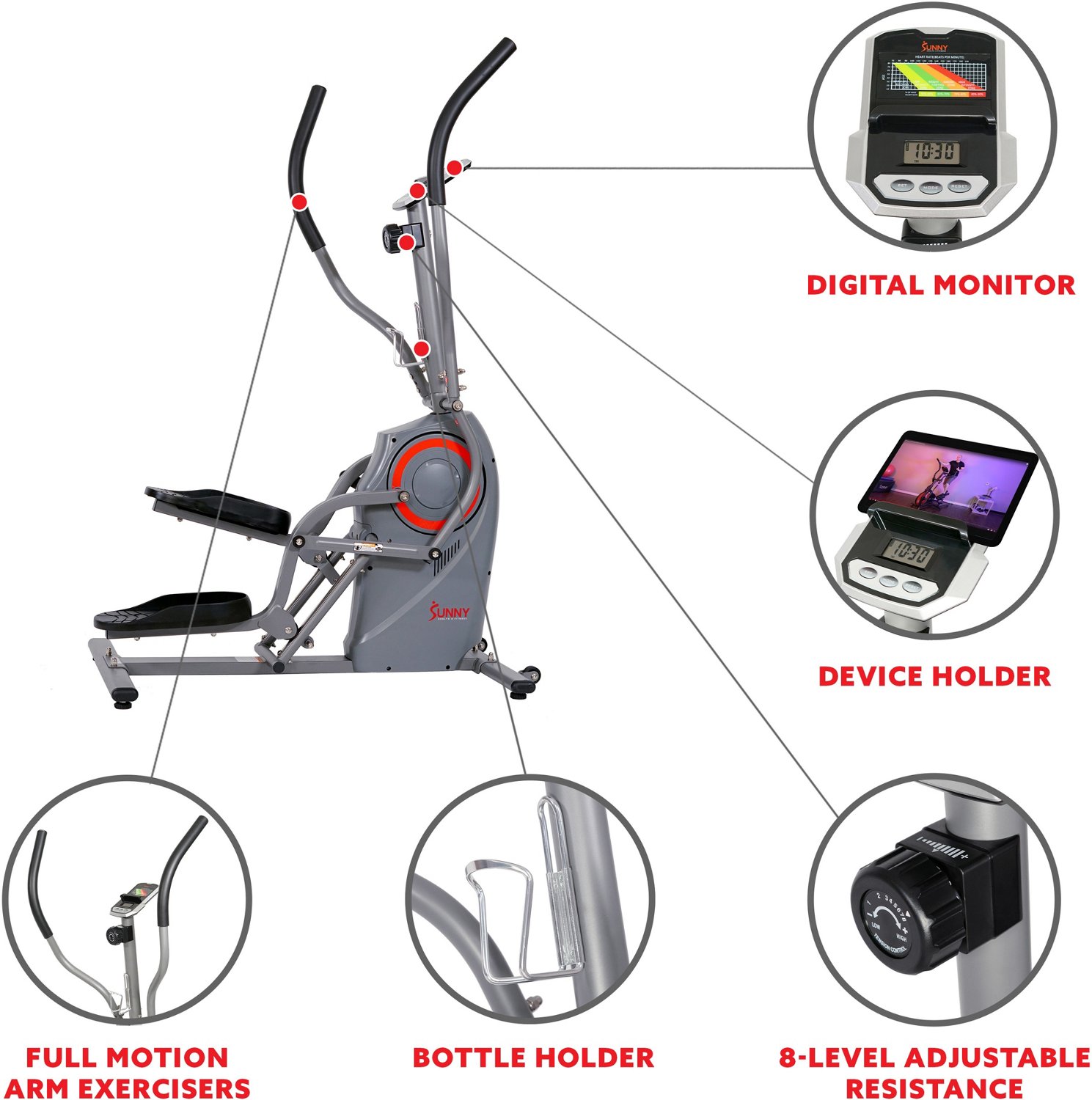 Sunny Health & Fitness Performance Cardio Climber Elliptical Trainer
