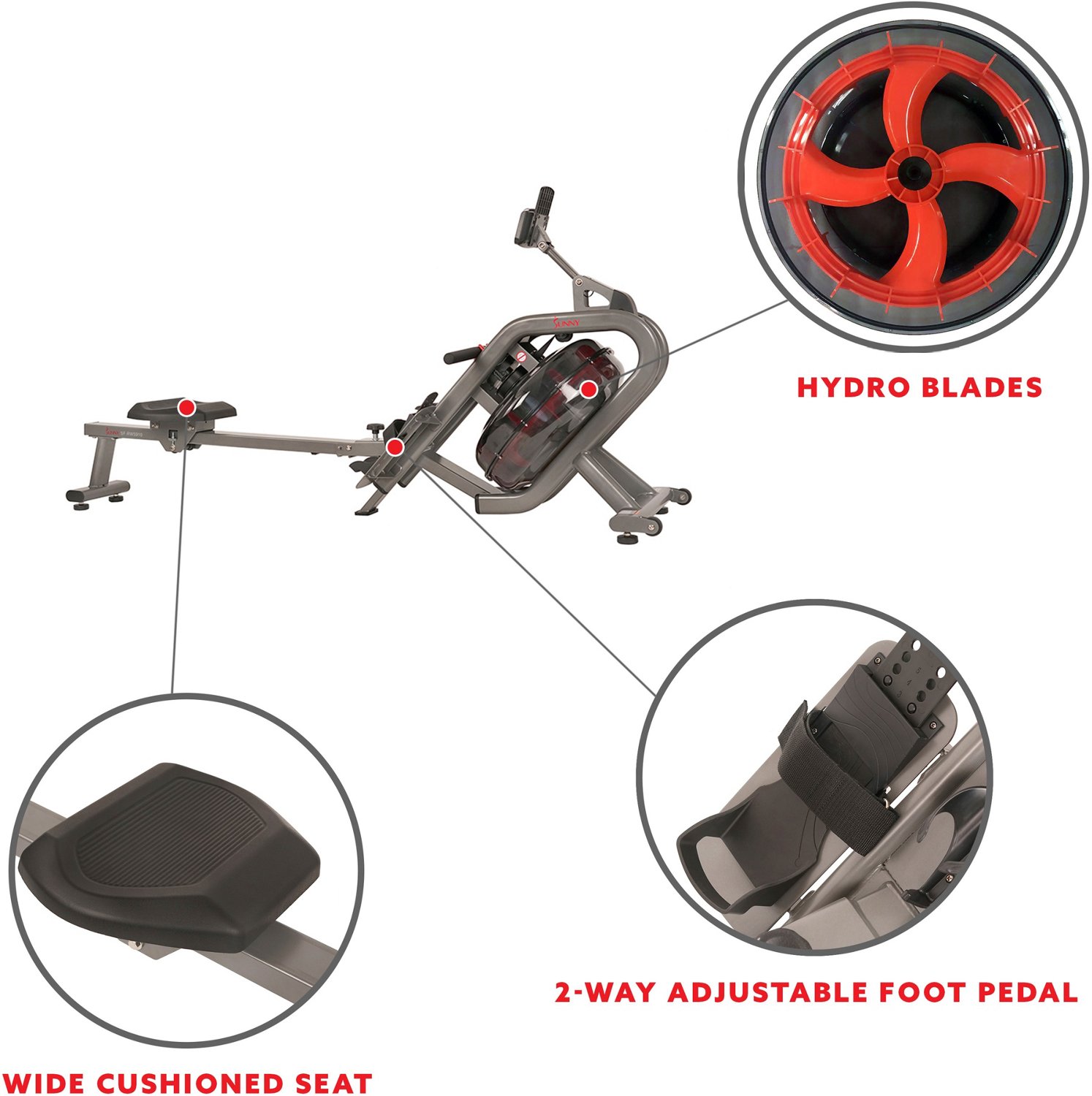 Sunny Health & Fitness Phantom Hydro Water Rowing Machine                                                                        - view number 5