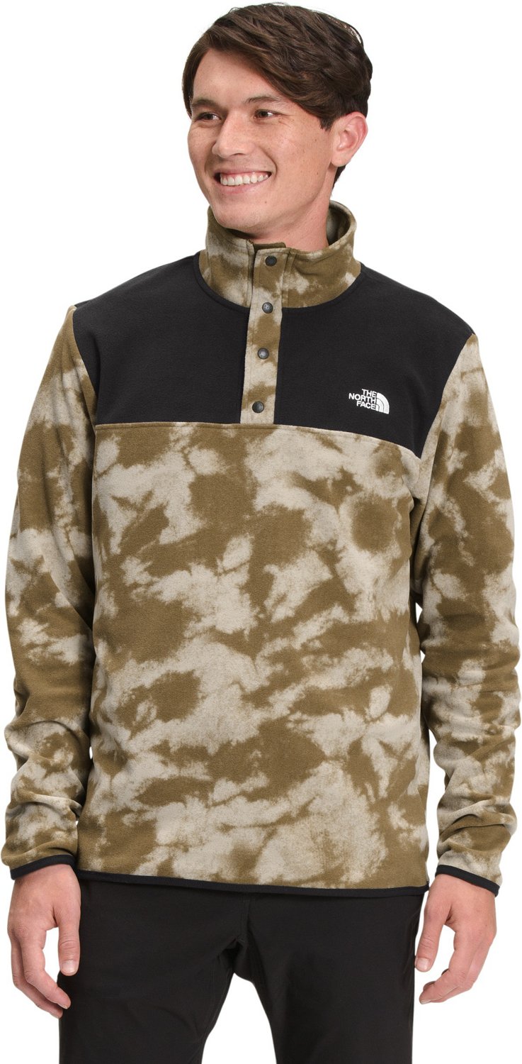 the north face tka glacier snap neck pullover fleece in khaki