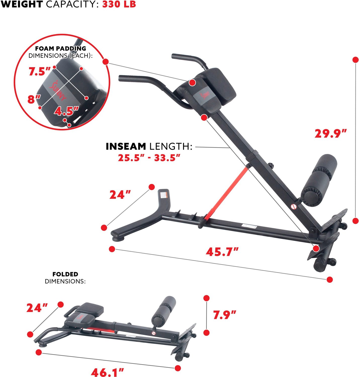 Sunny Health & Fitness Hyperextension Roman Chair with Dip Station                                                               - view number 5