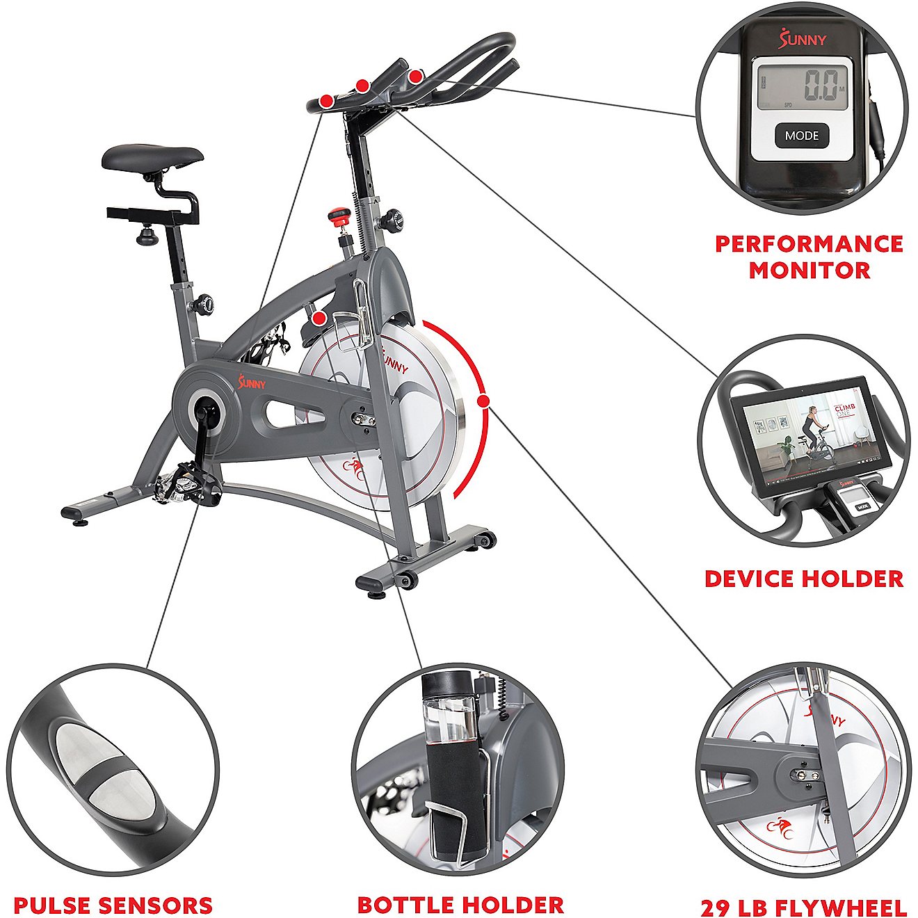 Sunny Health & Fitness Endurance Magnetic Belt Drive Indoor Cycling Bike                                                         - view number 4