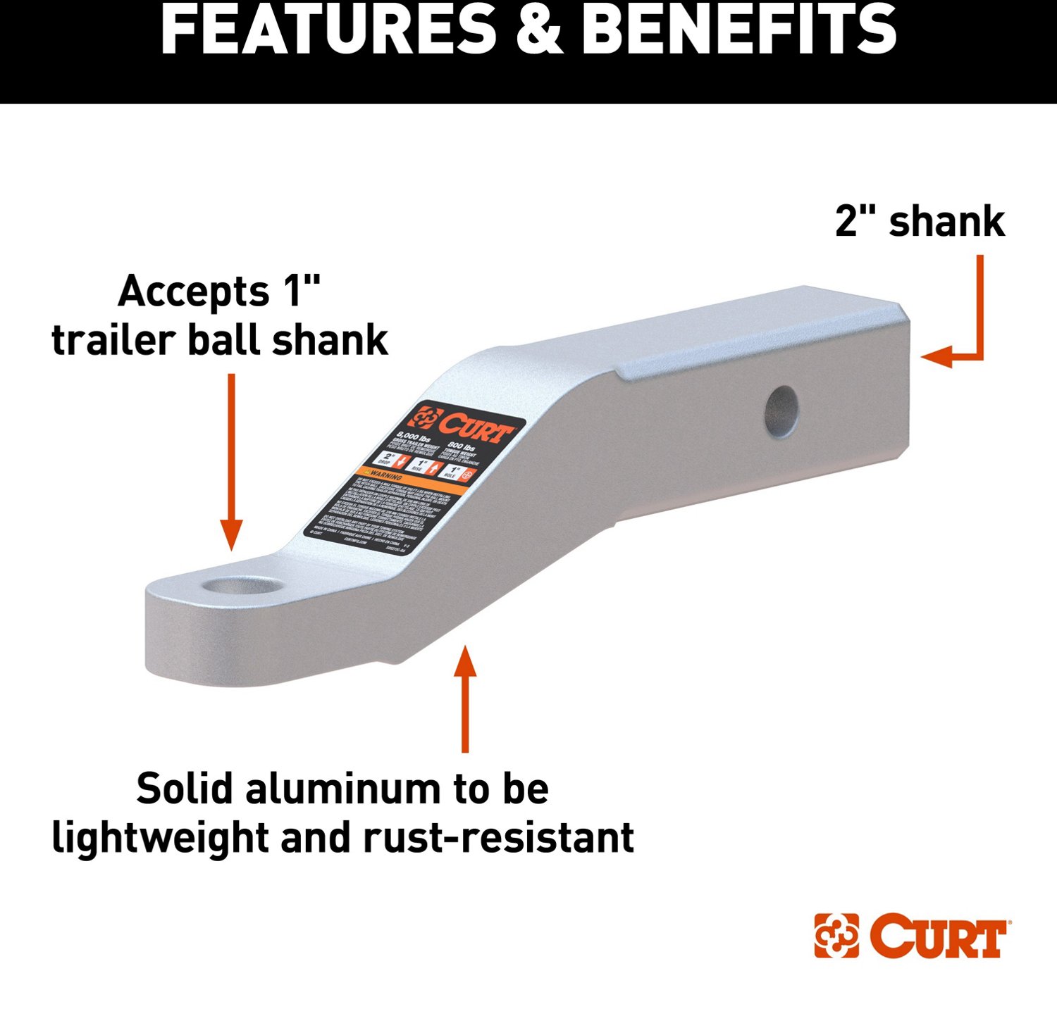 CURT 45460 Aluminum Ball Mount - view number 3