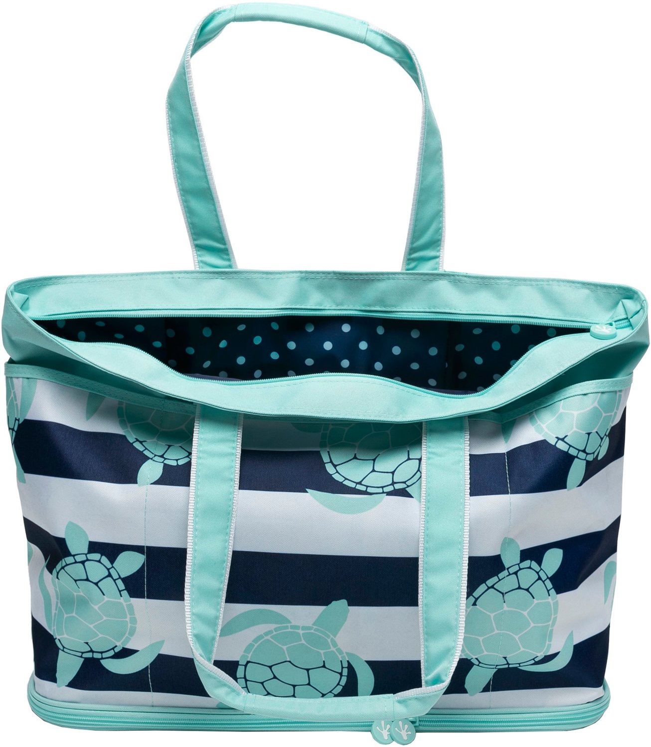 geckobrands Sea Turtle Stripe Zip Out Beach Tote Academy