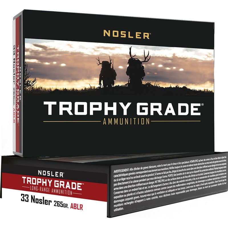 Nosler Trophy Grade AB-Long Range .33 Nosler 265-Grain Centerfire Rifle Ammunition - 20 Rounds