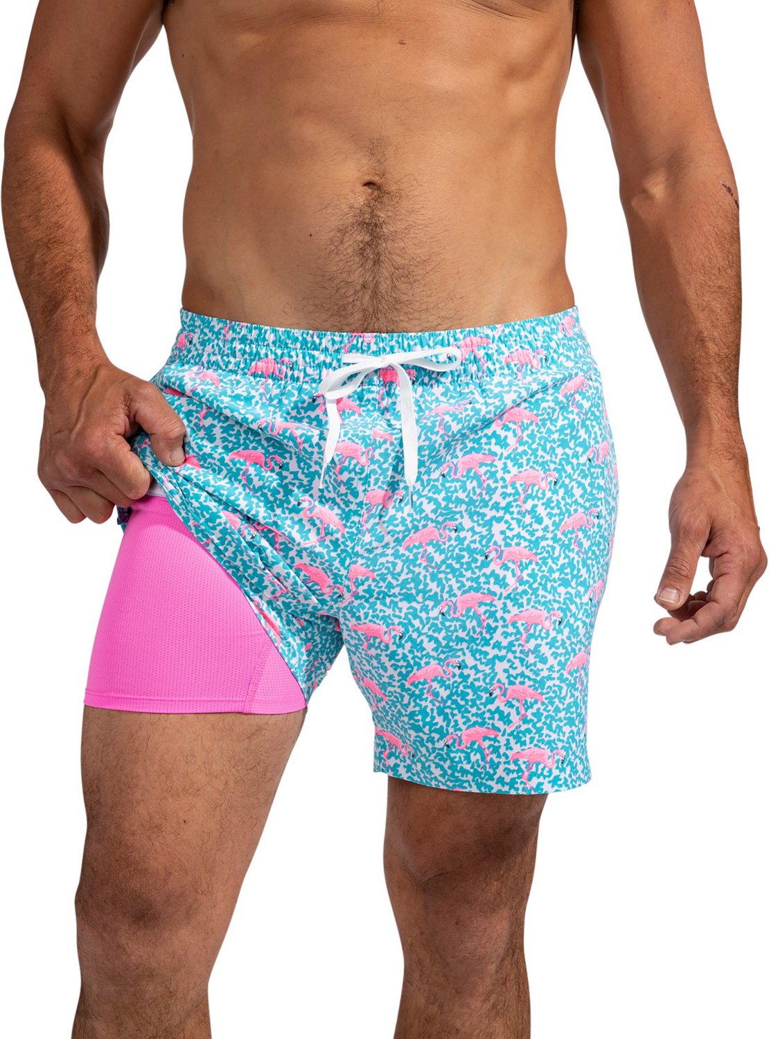 Chubbies Men's Domingos are Flamingos Lined Stretch Swim Trunks 5.5 in ...