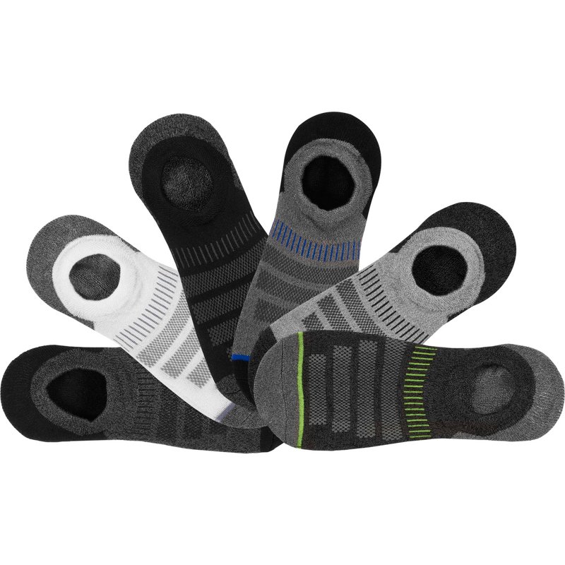 BCG Men’s Footie Socks 6-Pack Black/Gray, Large - Dress And Casual Socks at Academy Sports