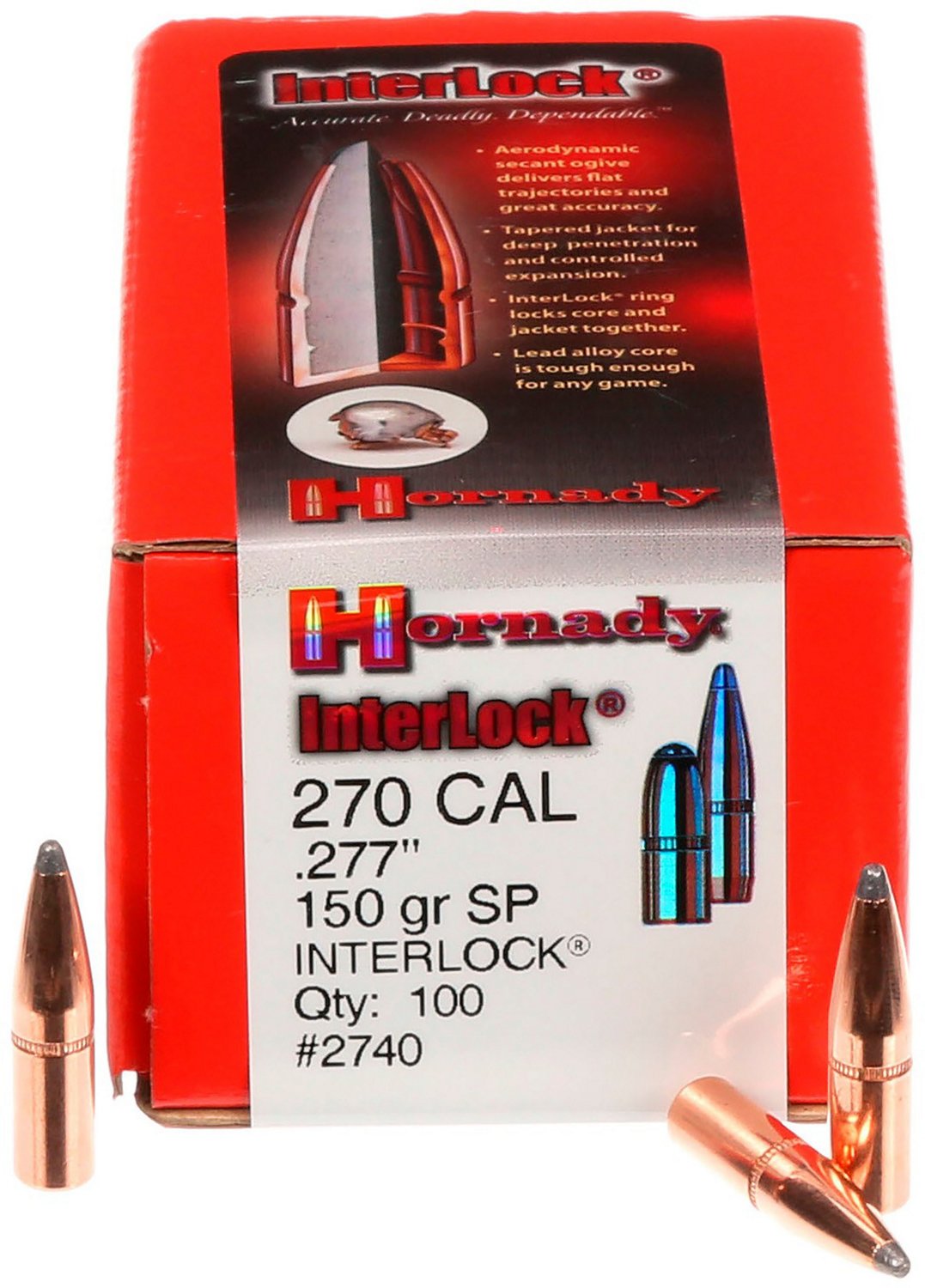 Hornady InterLock 270 Winchester .277 150-Grain Reloading Bullets - 100 ...