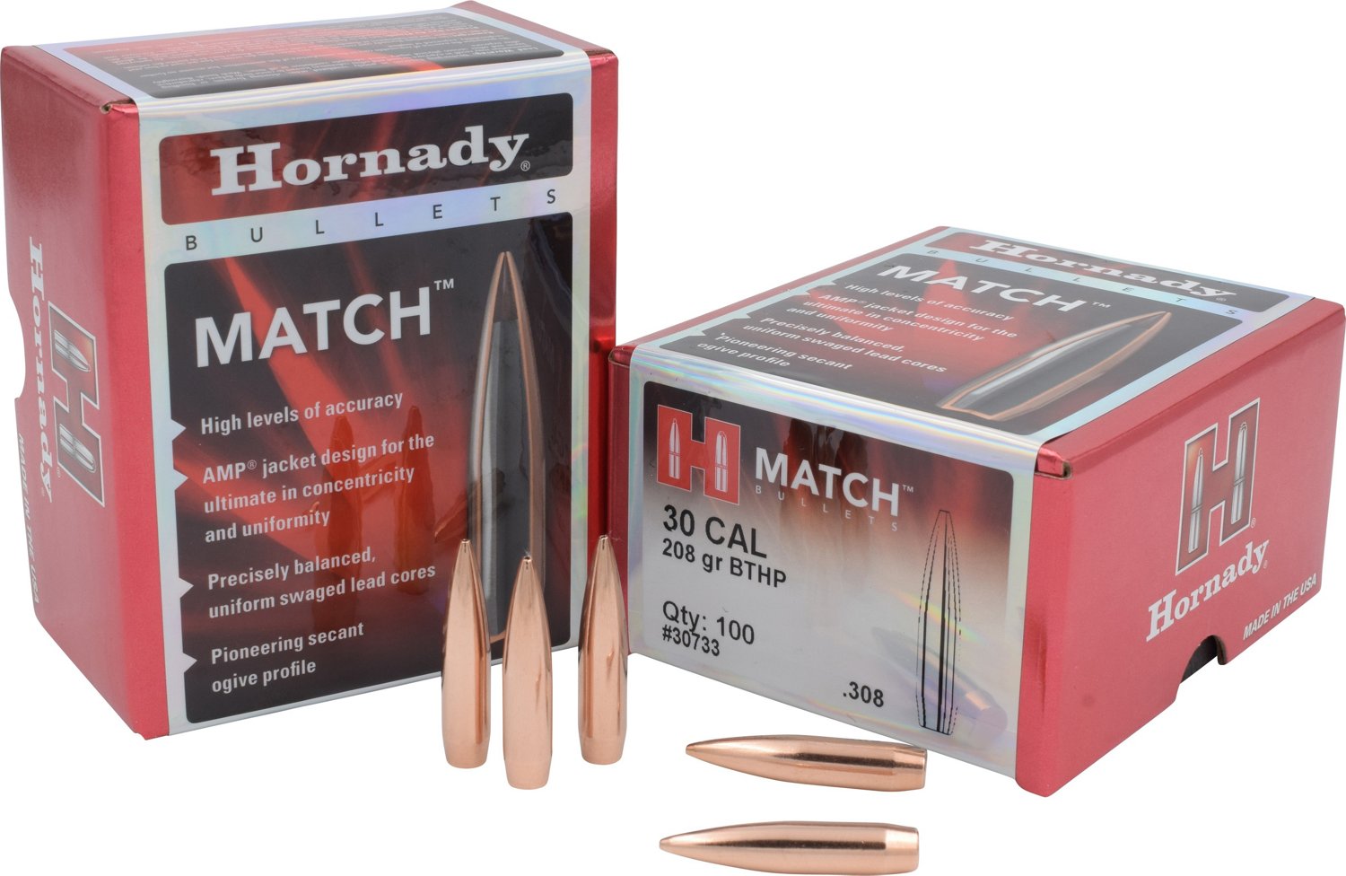 Hornady Match 308 Winchester .308 208-GrainReloading Bullets - 100 ...