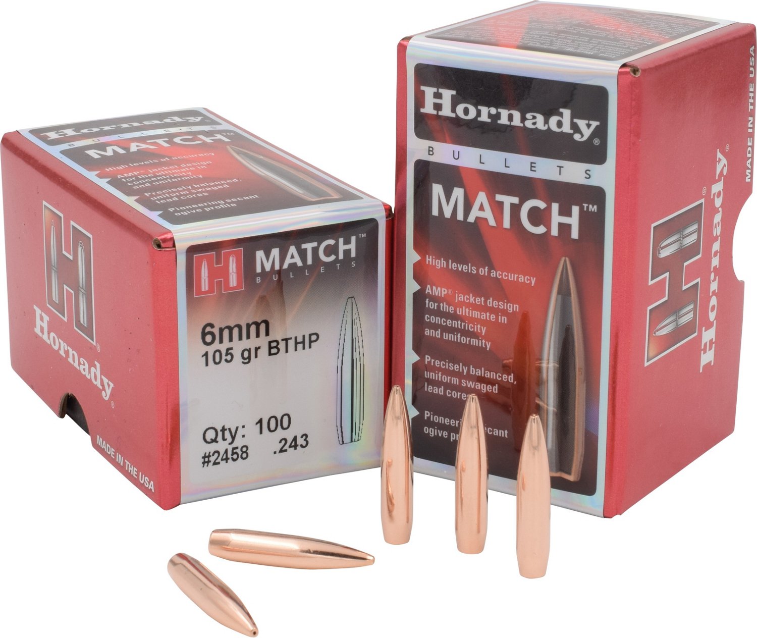 Hornady Match 6mm .243 105-GrainReloading Bullets - 100 Rounds | Academy