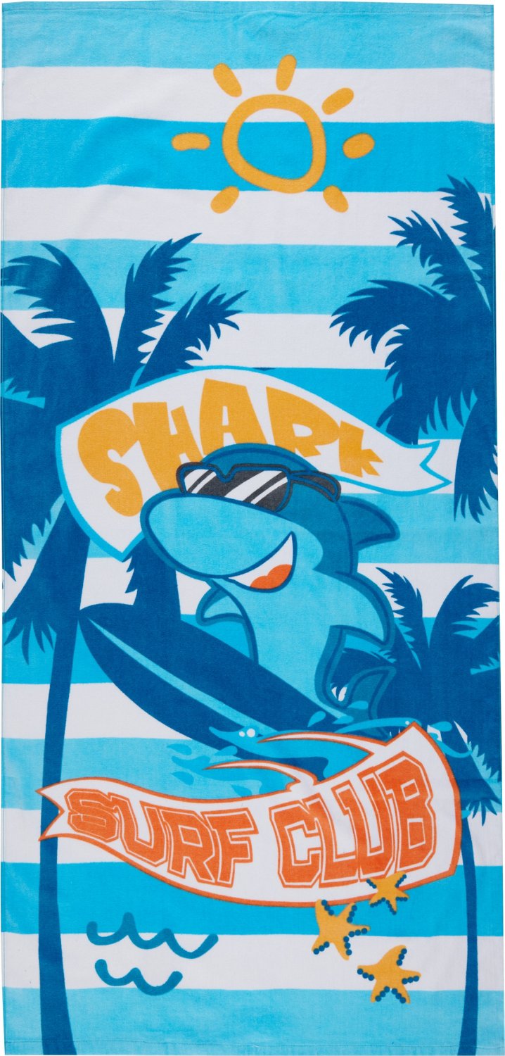 O'Rageous 28 in x 60 in Surfer Shark Beach Towel Academy