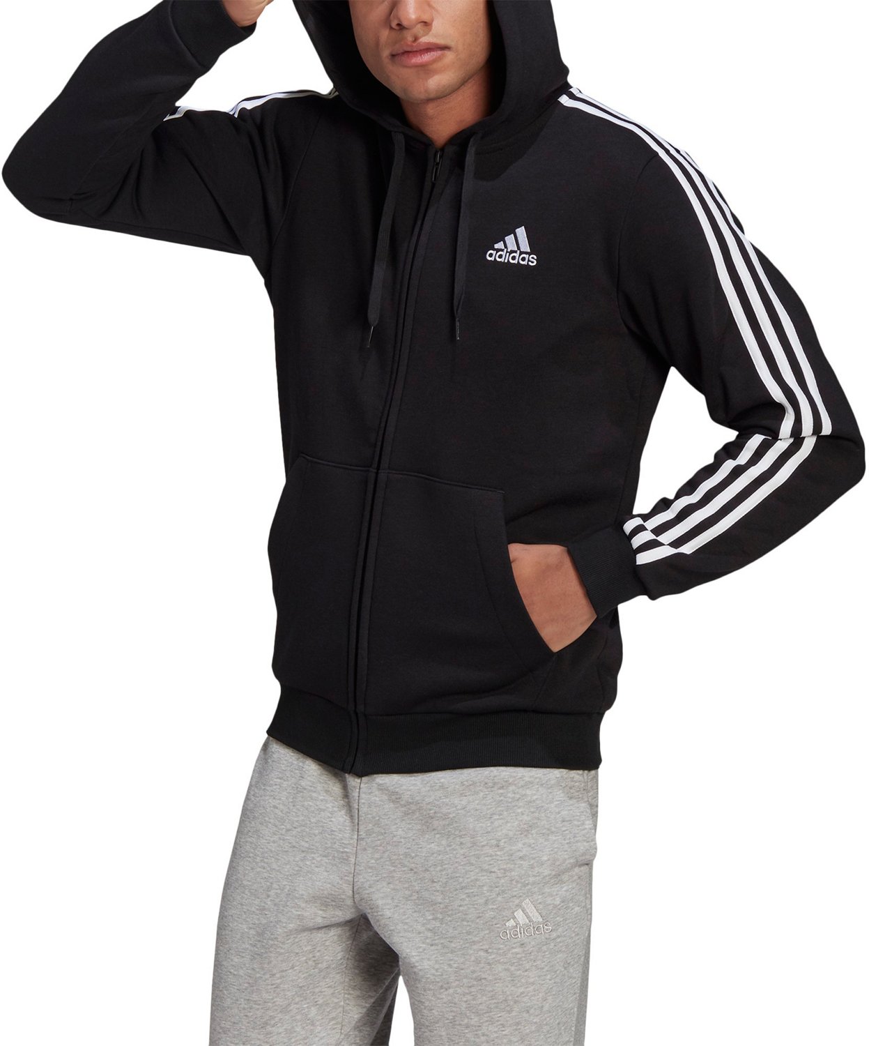 adidas Men's Essentials Fleece 3-Stripes Full Zip Hoodie | Academy