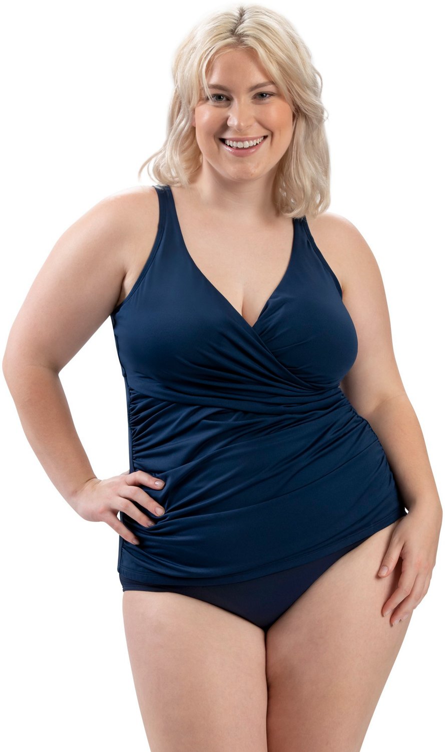 Dolfin Women's Aquashape Colorblock Solid Wrap Tankini Swim Top - view number 3