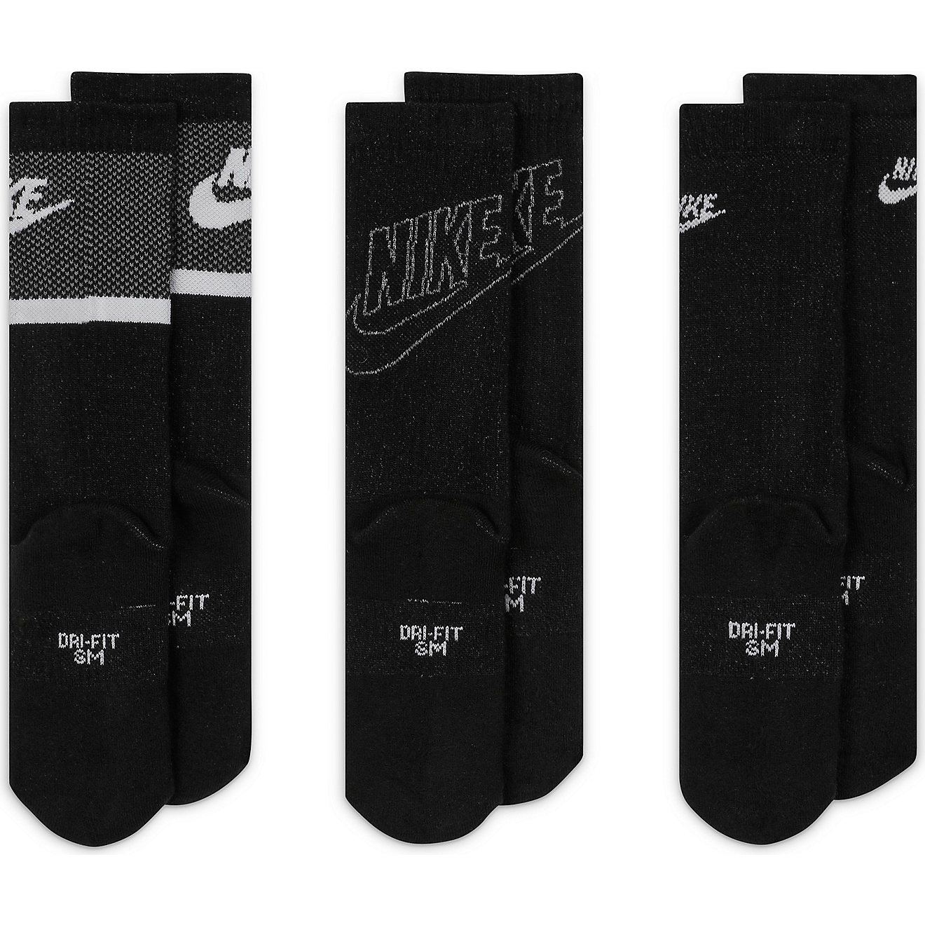 Nike Youth Everyday Cushioned Stripe Logo Crew Socks 3-Pack                                                                      - view number 3