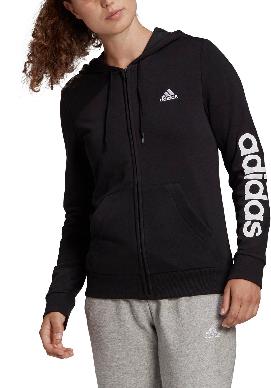 adidas Women's Essentials Linear Logo Full-Zip Hoodie | Academy