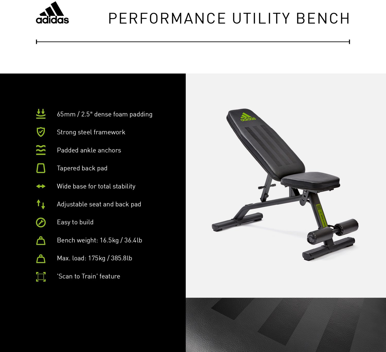 suspicaz federación Al aire libre adidas Scan-To-Train Performance Utility Bench | Academy