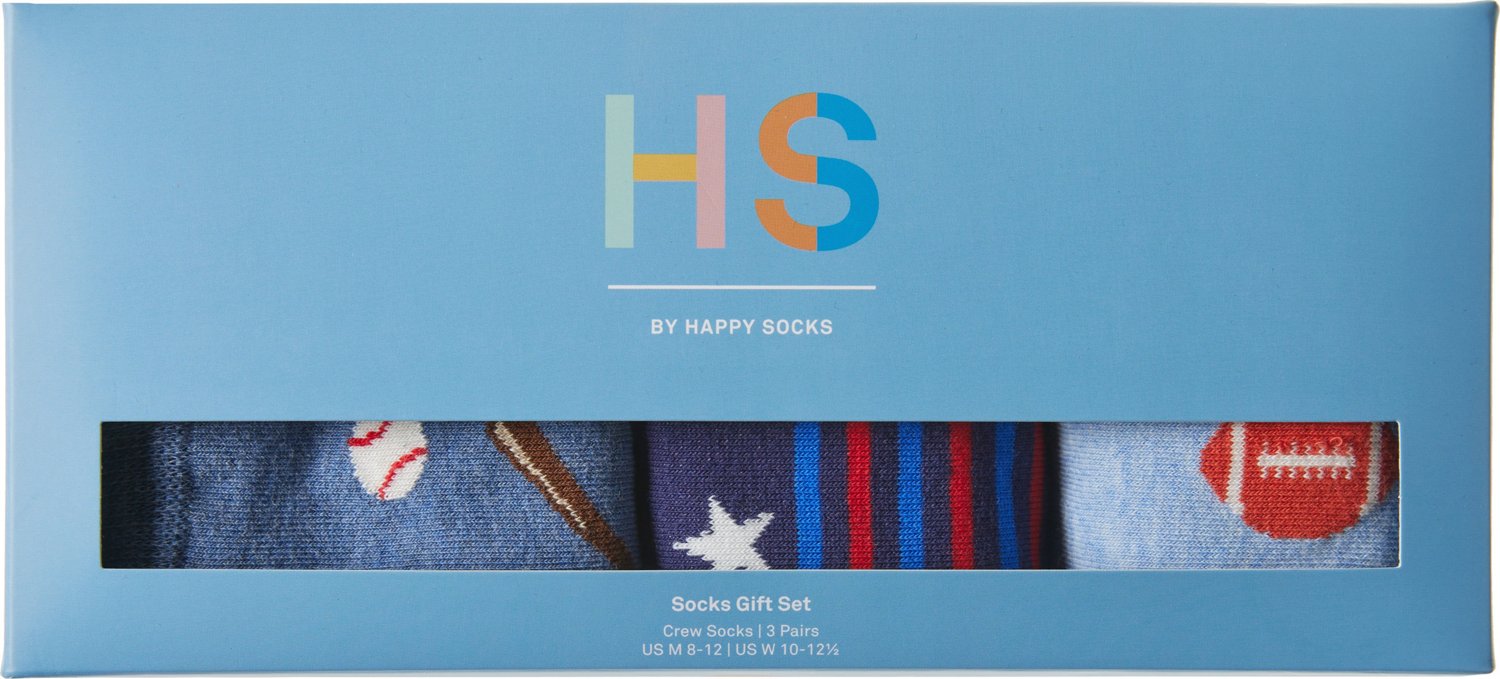 HS by Happy Socks Dad Crew Socks Gift Set 3 Pack Academy