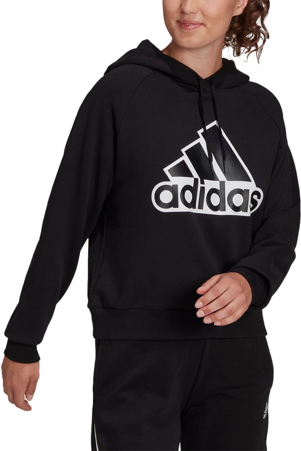 adidas Women's Essentials Brand Love Outlined Logo Relaxed Pullover Hoodie