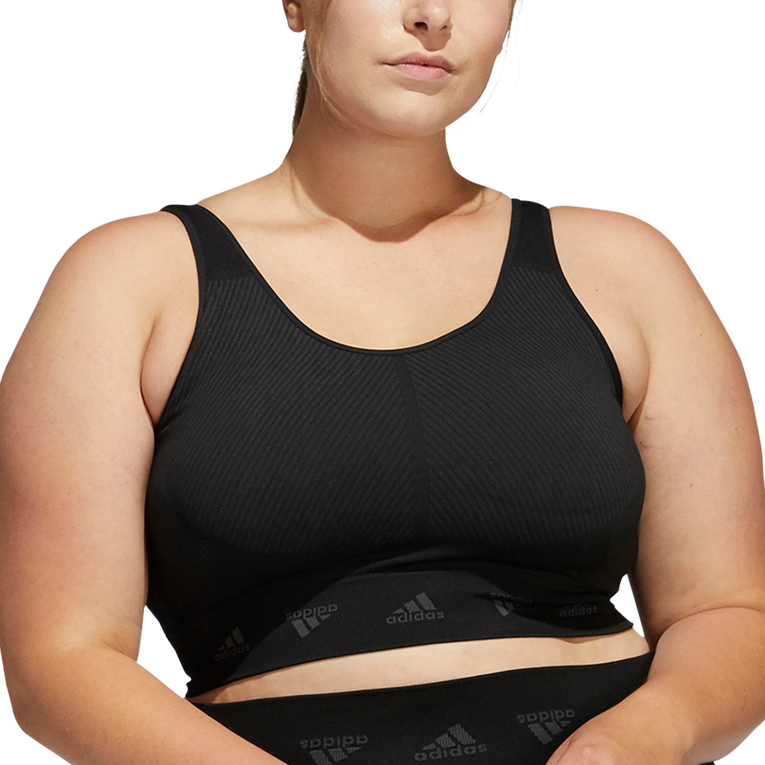 adidas Training Plus Aeroknit seamless sports bra in gray