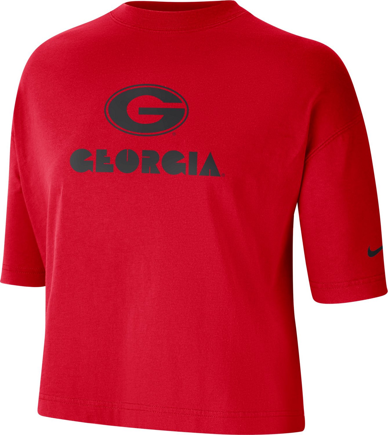 Nike Women's University of Georgia Slub Crop Short Sleeve T-shirt                                                                - view number 1