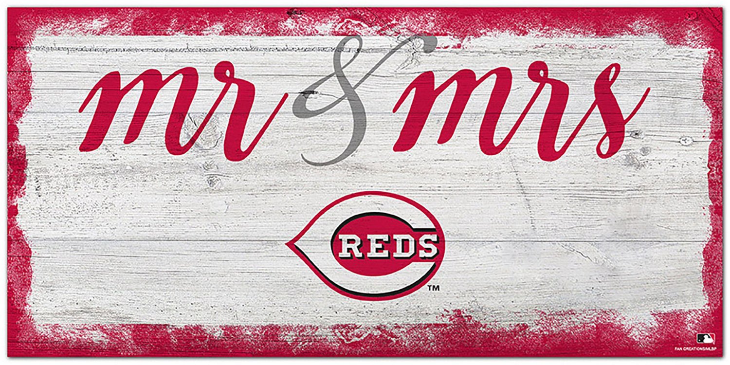 Fan Creations Cincinnati Reds Script Mr & Mrs 6x12 Sign