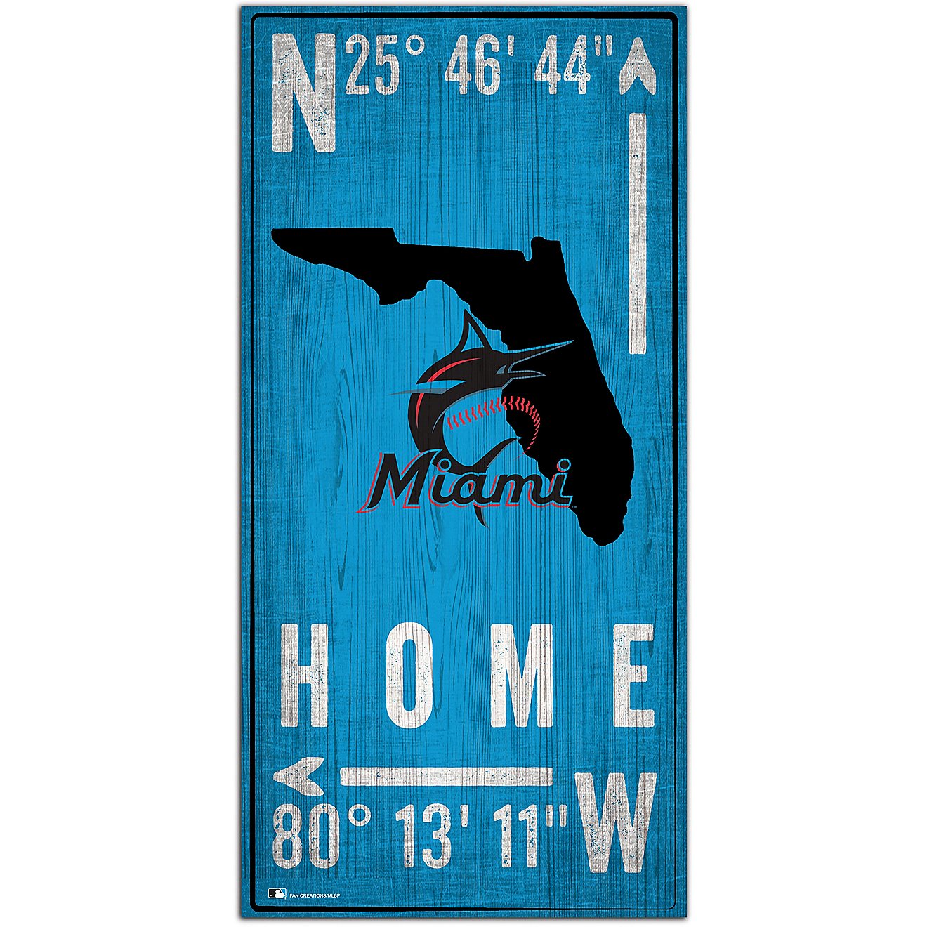 Fan Creations Miami Marlins Coordinates 6 in x 12 in Sign                                                                        - view number 1