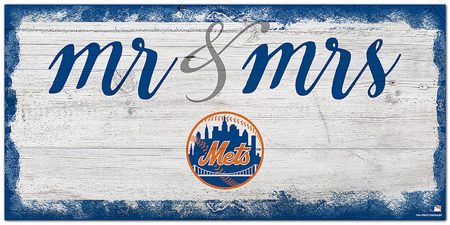 Fan Creations New York Mets Script Mr & Mrs 6x12 Sign