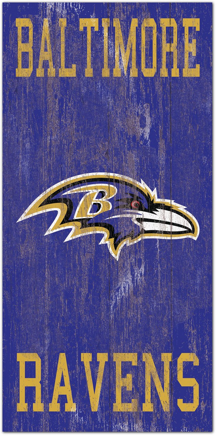 Fan Creations Baltimore Ravens 6 in x 12 in Heritage Distressed Logo Sign