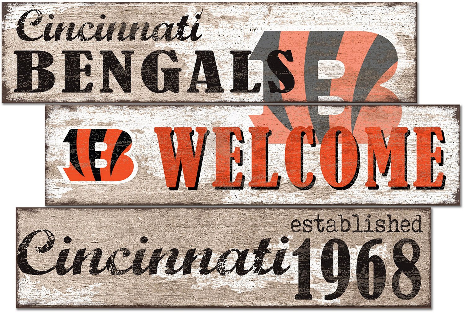 Fan Creations Cincinnati Bengals Welcome 3 Plank Decor - view number 1
