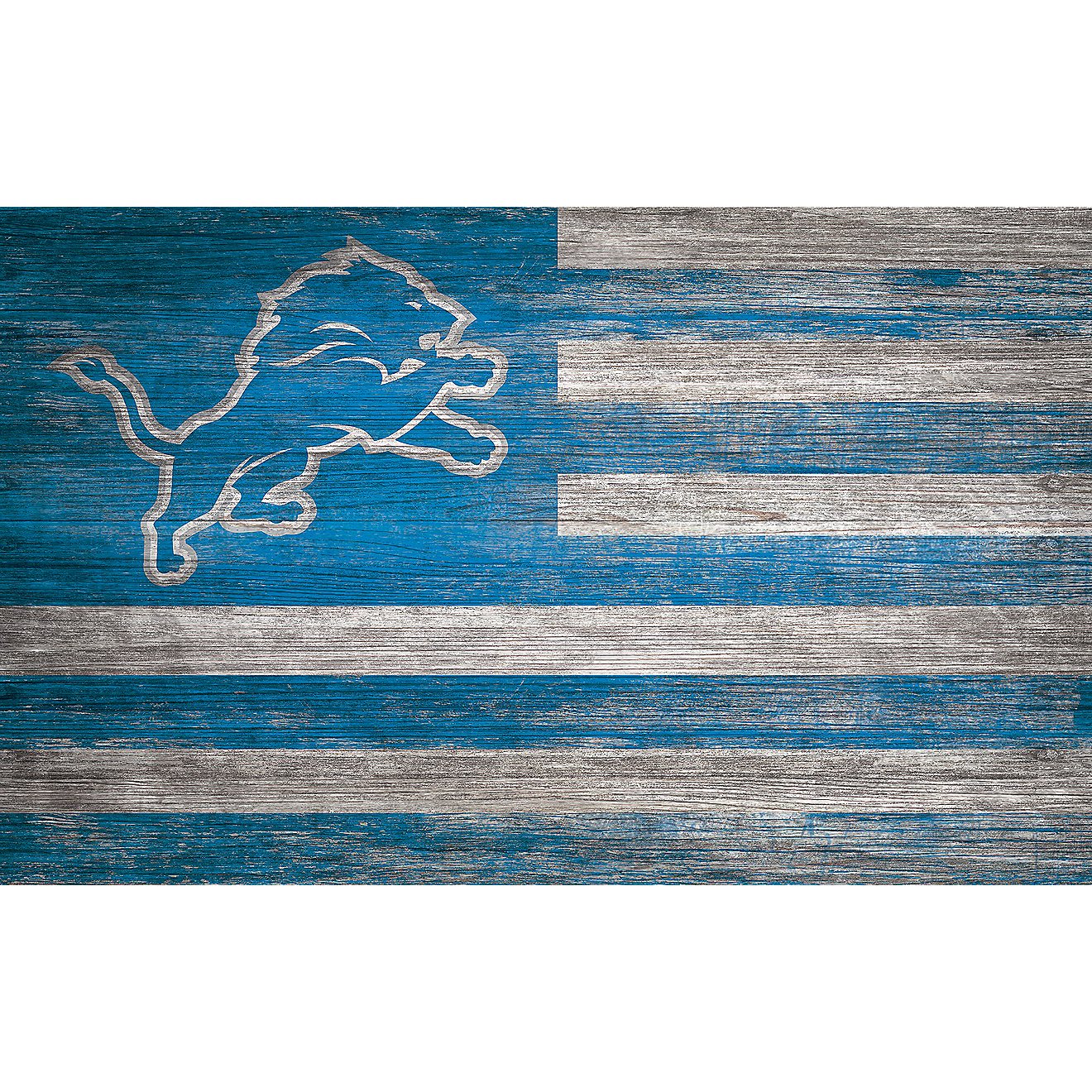 Fan Creations Detroit Lions 11 in x 19 in Distressed Flag Sign                                                                   - view number 1