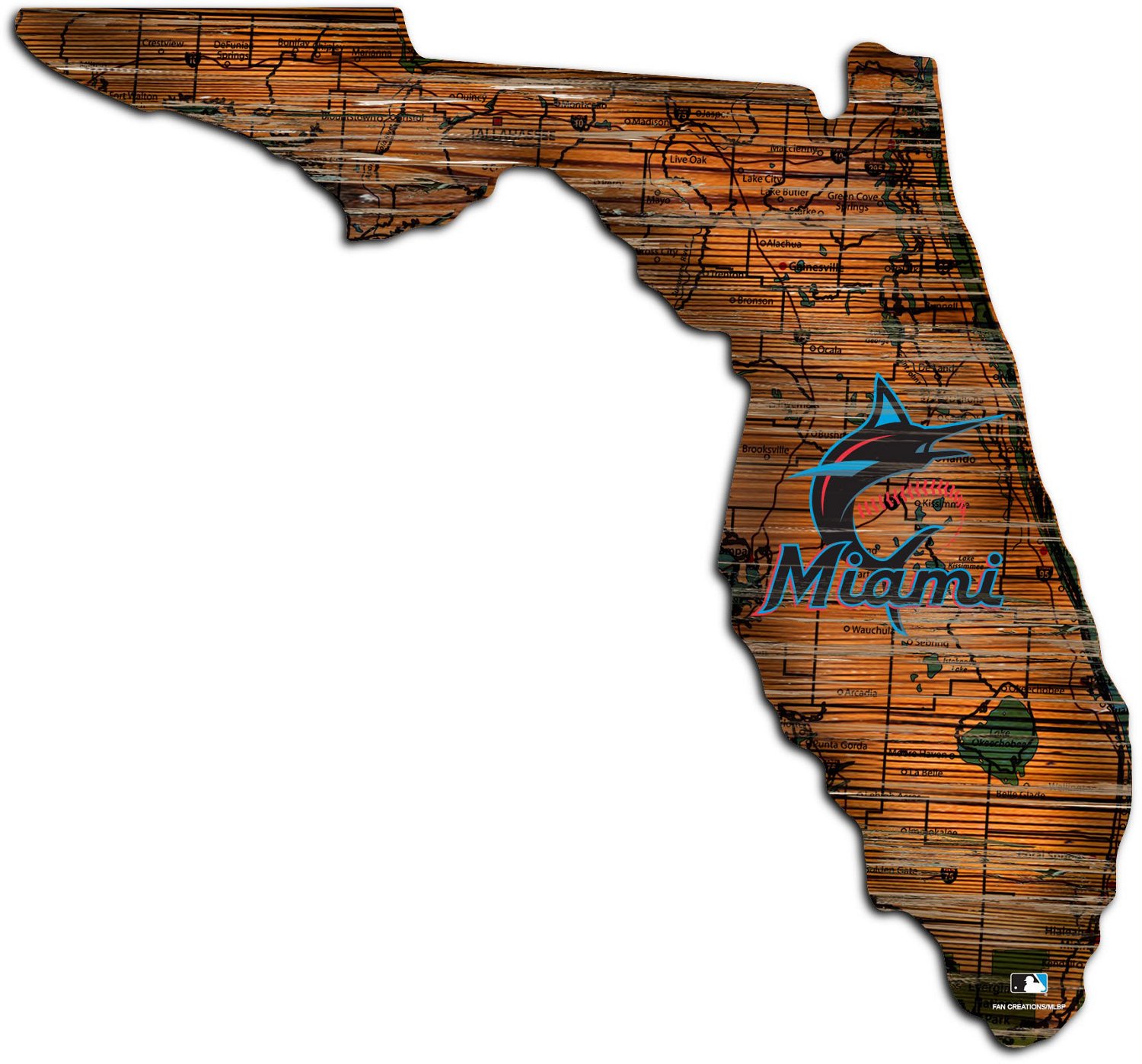 Fan Creations Miami Marlins On Wood Print