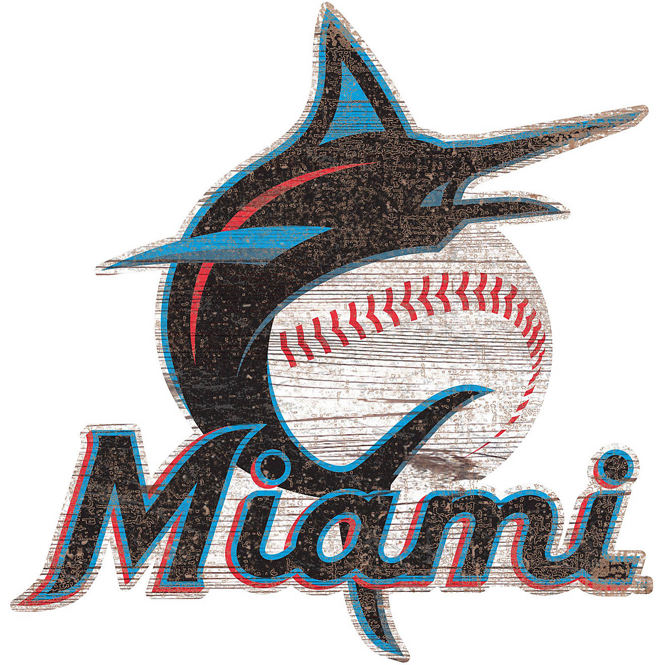 Fan Creations Miami Marlins Distressed Logo Cutout Sign                                                                          - view number 1