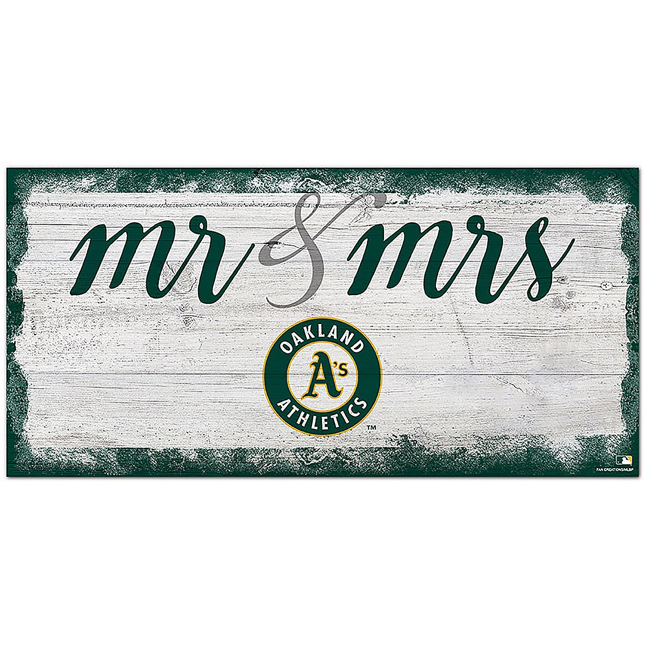 Fan Creations Oakland Athletics Script Mr & Mrs 6x12 Sign                                                                        - view number 1