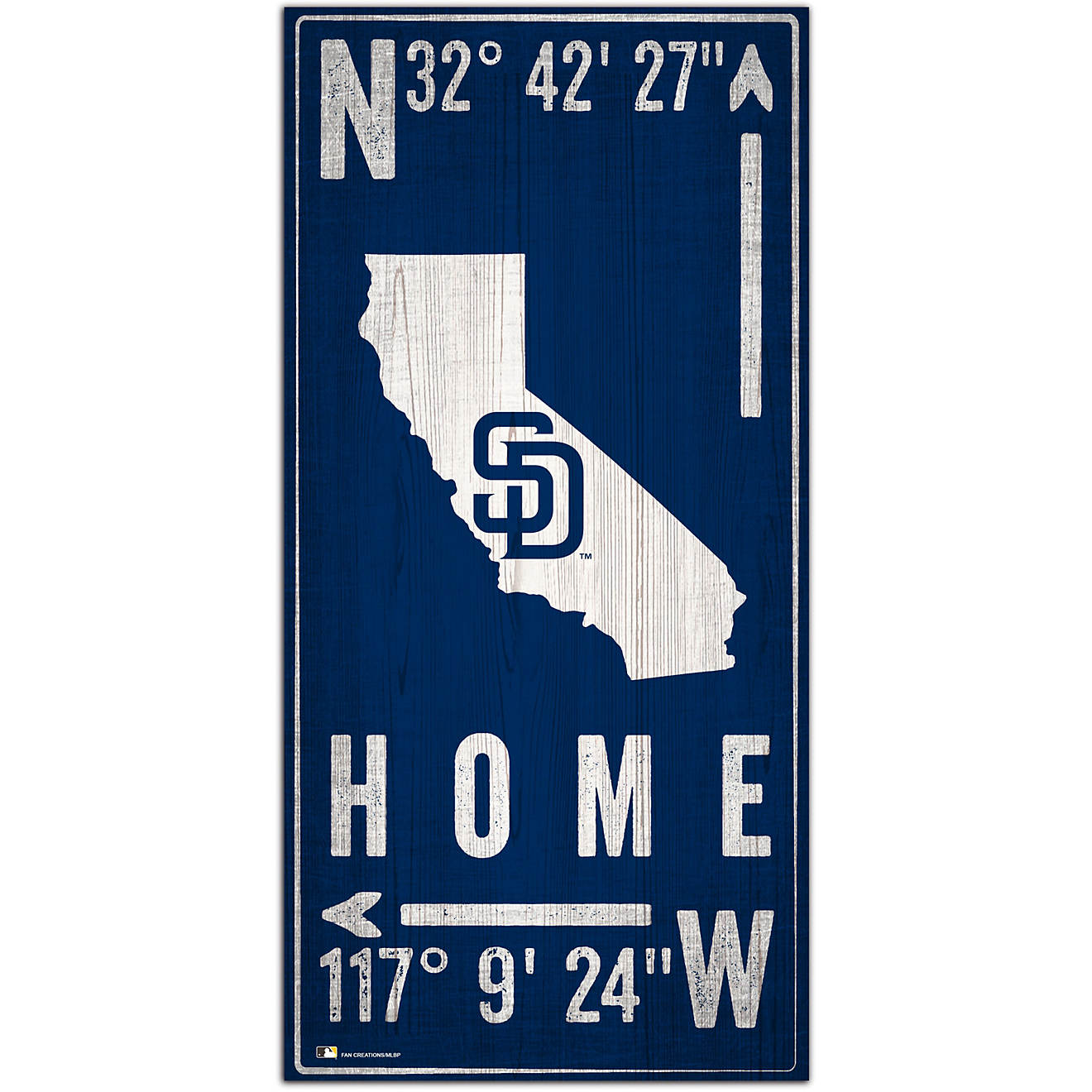Fan Creations San Diego Padres Coordinates 6 in x 12 in Sign                                                                     - view number 1