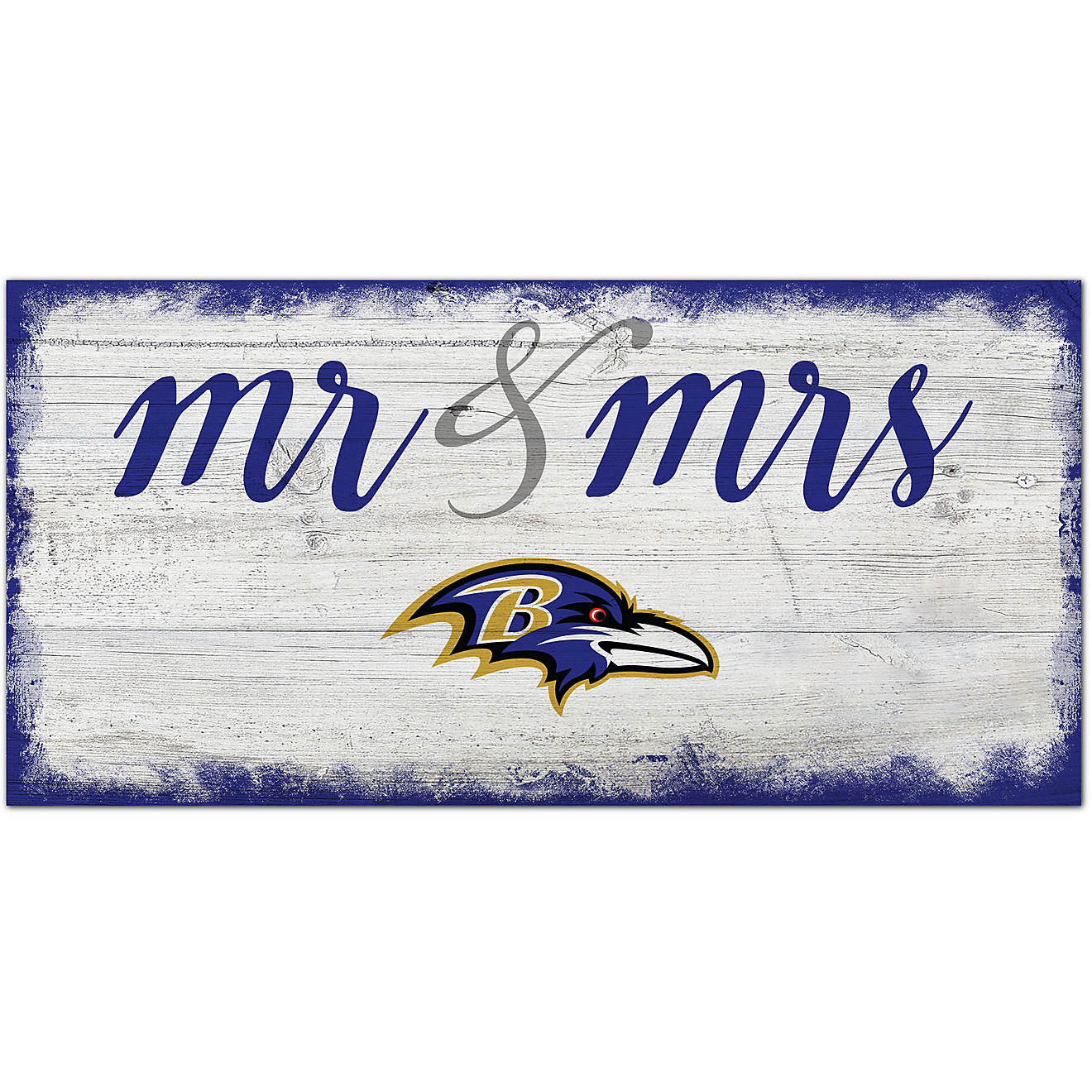 Fan Creations Baltimore Ravens Mr and Mrs 6x12 Sign                                                                              - view number 1