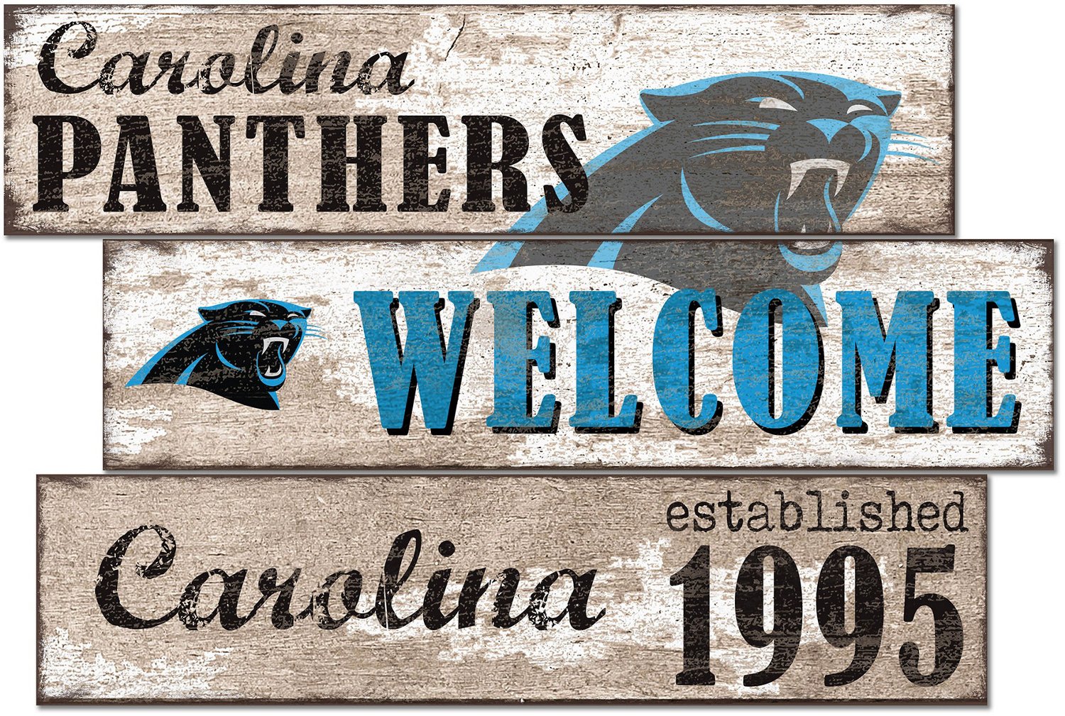 Fan Creations Carolina Panthers Welcome 3 Plank Decor - view number 1