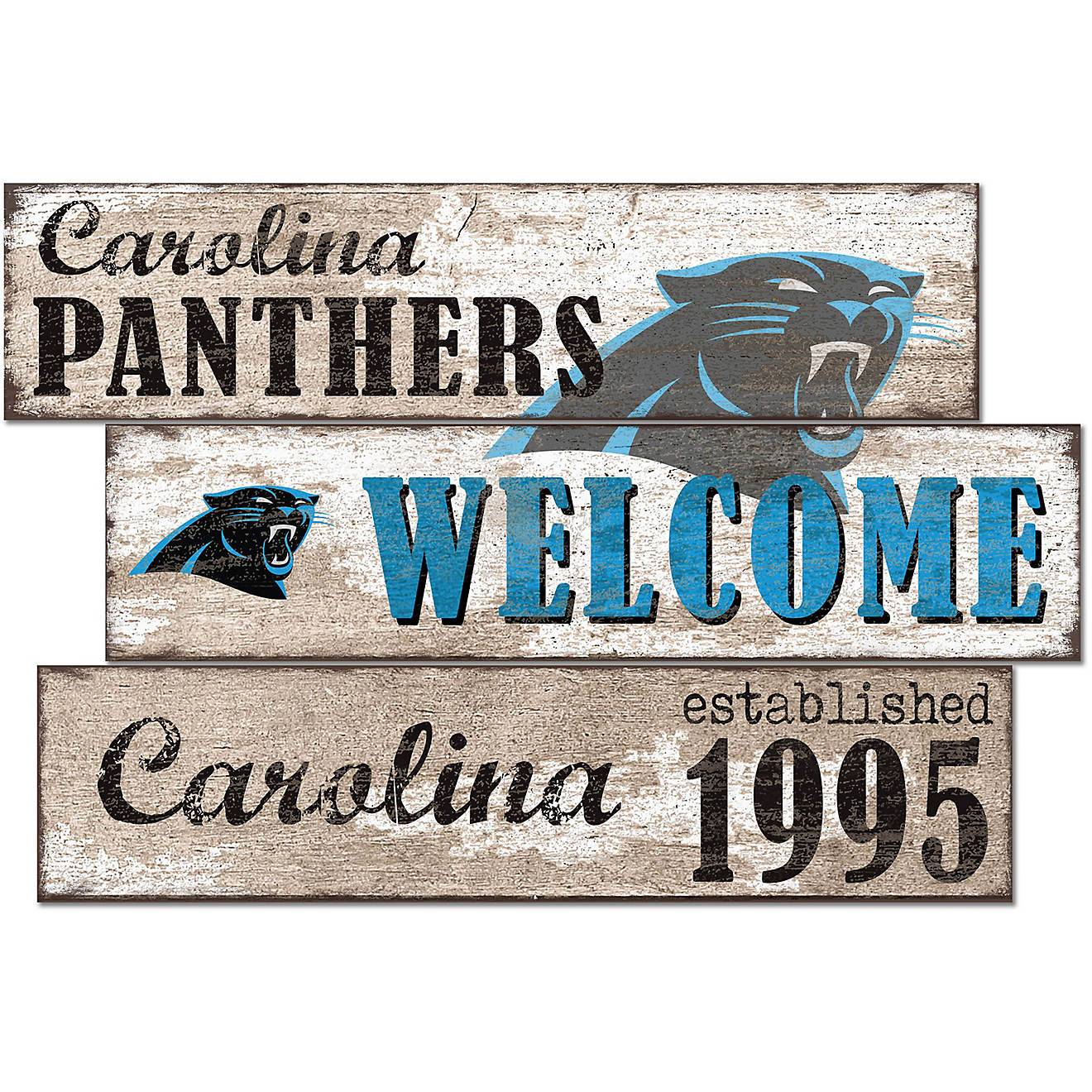 Fan Creations Carolina Panthers Welcome 3 Plank Decor                                                                            - view number 1