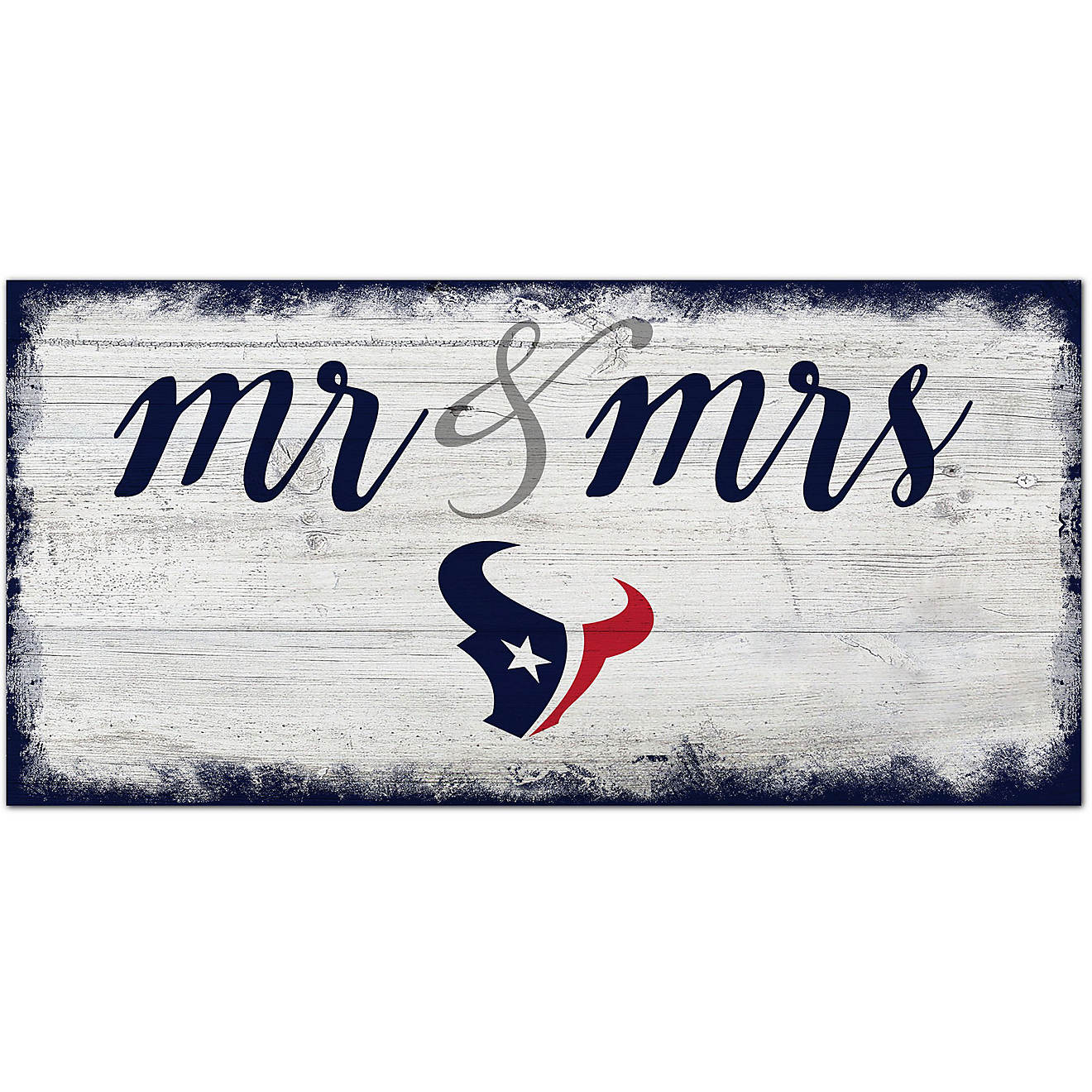 Fan Creations Houston Texans Script Mr and Mrs 6x12 Sign                                                                         - view number 1