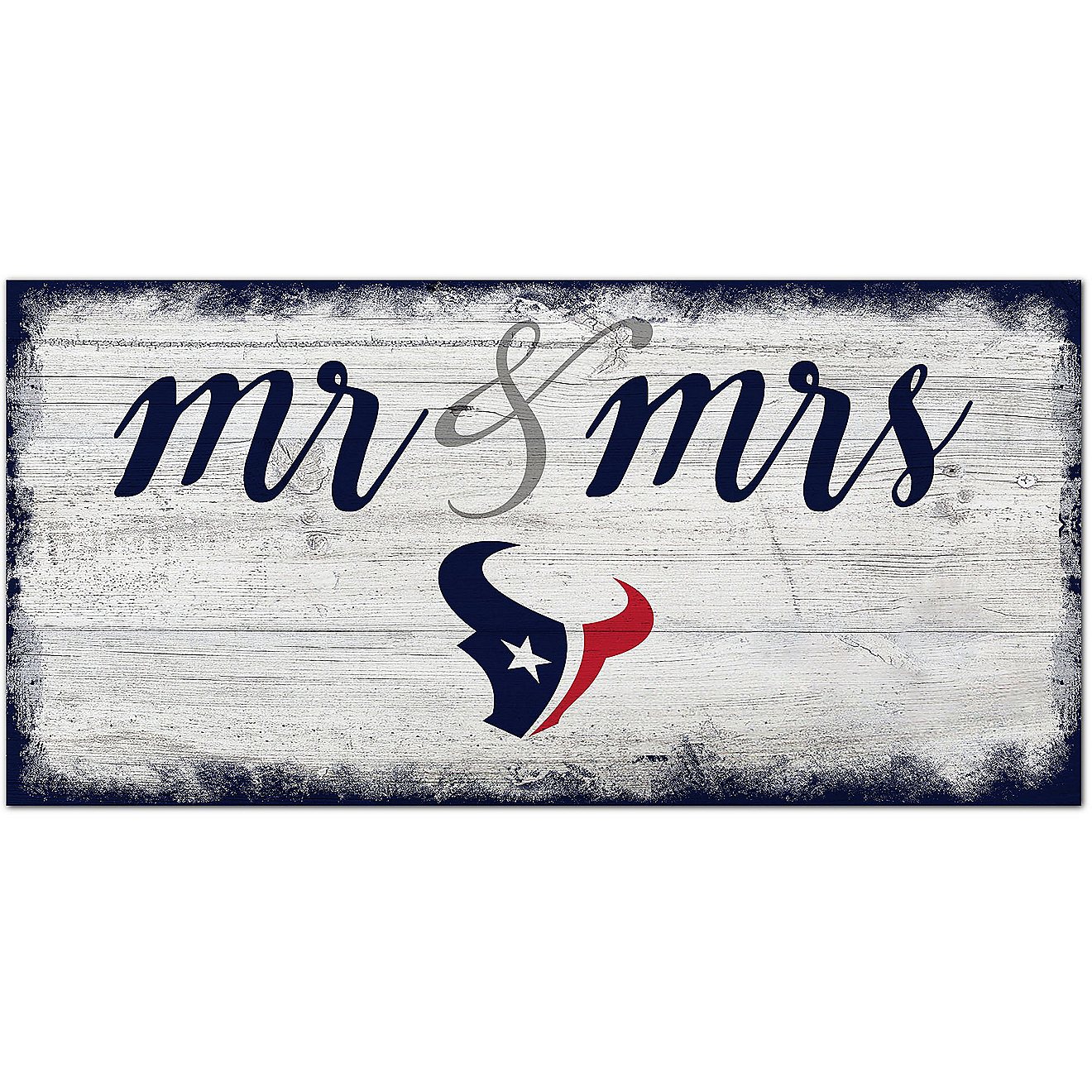 Fan Creations Houston Texans Script Mr and Mrs 6x12 Sign                                                                         - view number 1